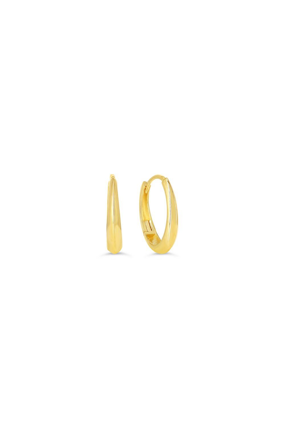 Bella Earrings 10KY Oval Knife-Edge Huggie 1039J
