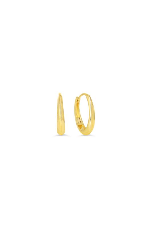 Bella Earrings 10KY Oval Knife-Edge Huggie 1039J