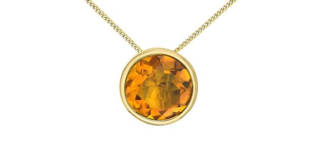 Corona Citrine 10KY Gemstone Necklace PP4676