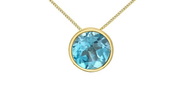 Corona Blue Topaz 10KY Gemstone Necklace PP4676