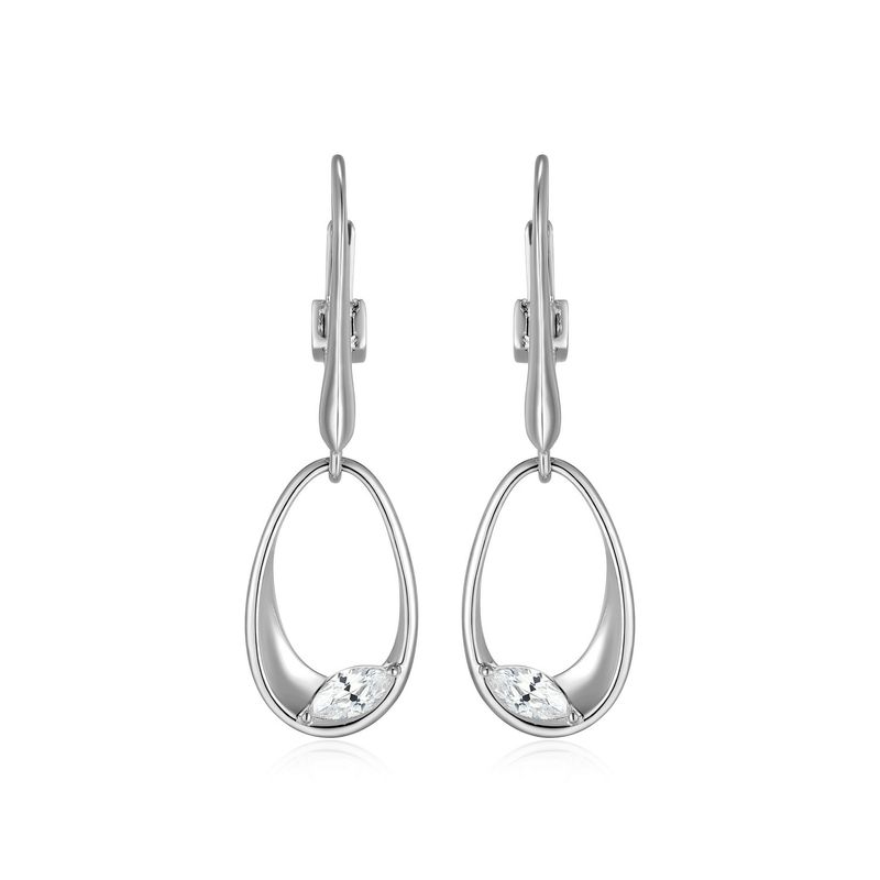 ELLE Sterling Silver Cubic Zirconia Lever Back Earrings R2LCWC006G Wink