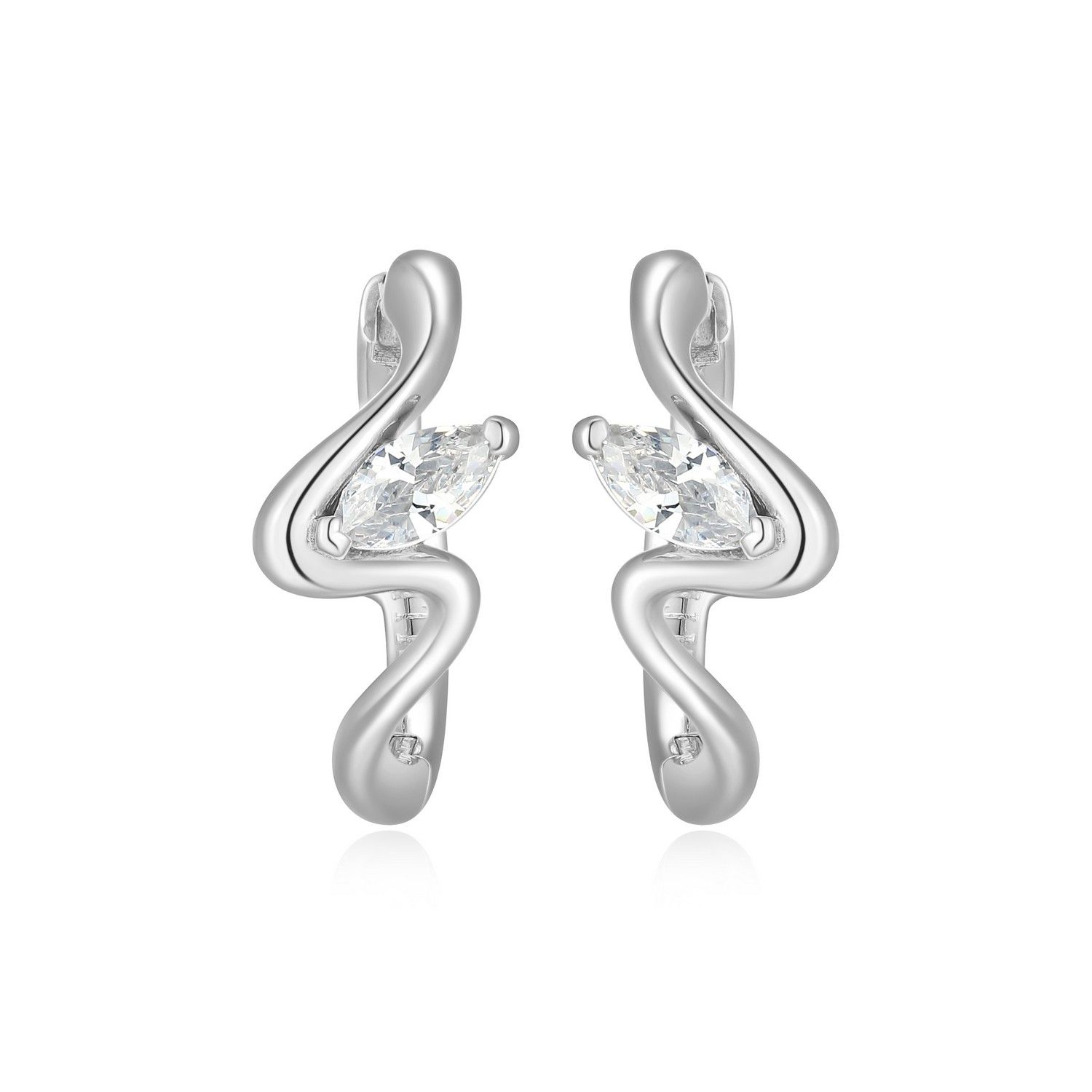 ELLE Sterling Cubic Zirconia Hoop Earrings R2LCWD009N Wink