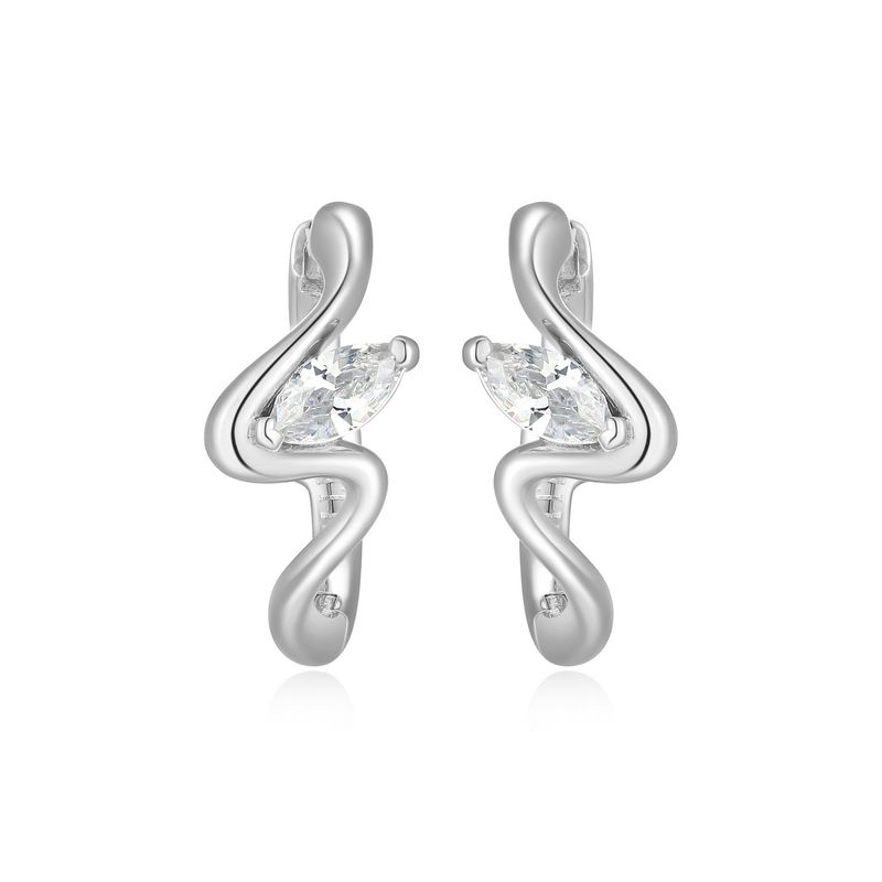 ELLE Sterling Silver Cubic Zirconia Hoop Earrings R2LCWD009N Wink