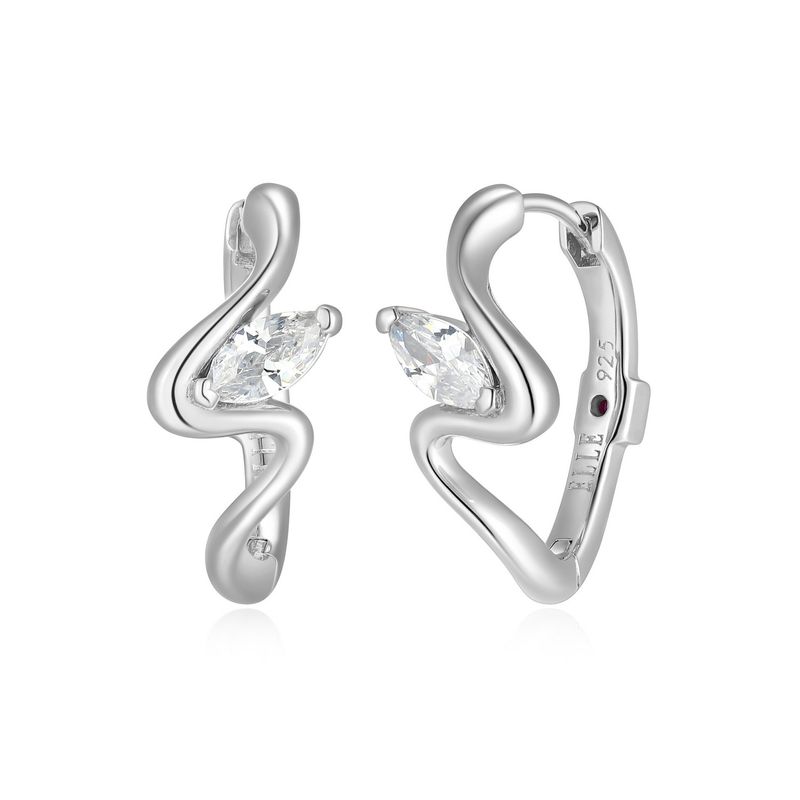 ELLE Sterling Silver Cubic Zirconia Hoop Earrings R2LCWD009N Wink