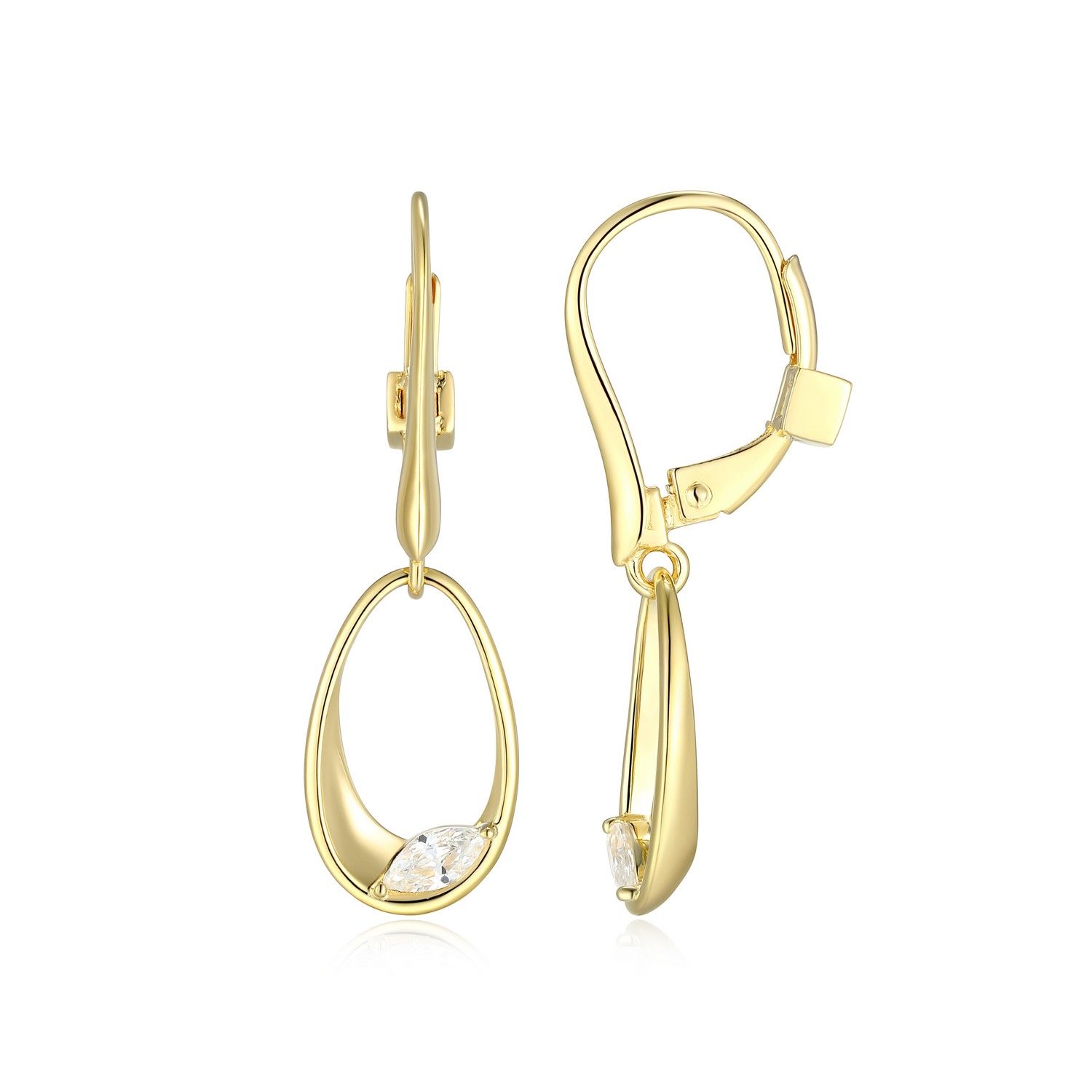 ELLE Gold Plated Cubic Zirconia Lever Back Earrings 32LCWC976G Wink