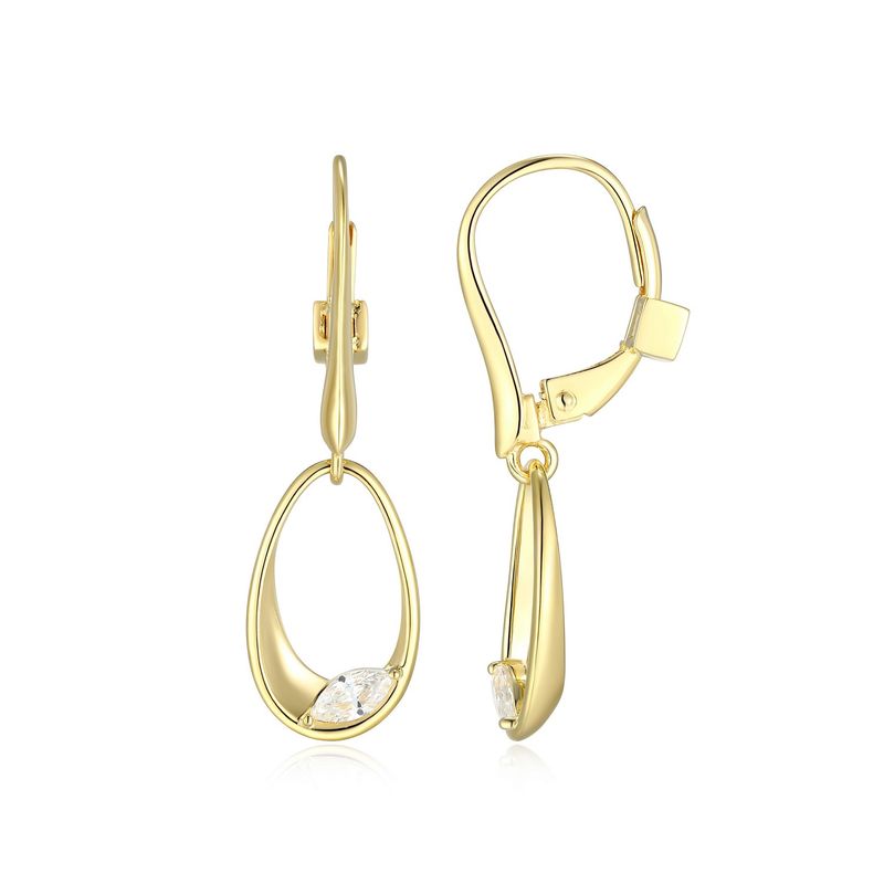 ELLE Gold Plated Sterling Silver Cubic Zirconia Lever Back Earrings 32LCWC976G Wink