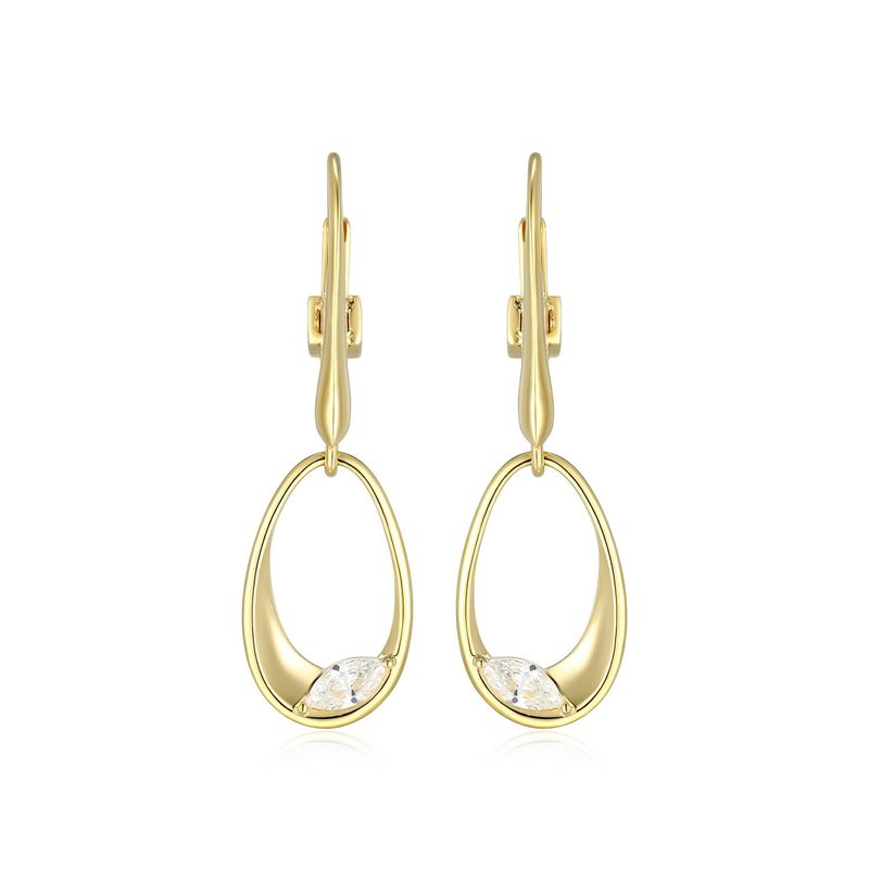 ELLE Gold Plated Sterling Silver Cubic Zirconia Lever Back Earrings 32LCWC976G Wink