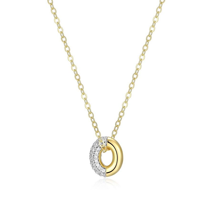 ELLE Gold Plated Sterling Silver Cubic Zirconia Necklace 30LC2K9748 Reversa