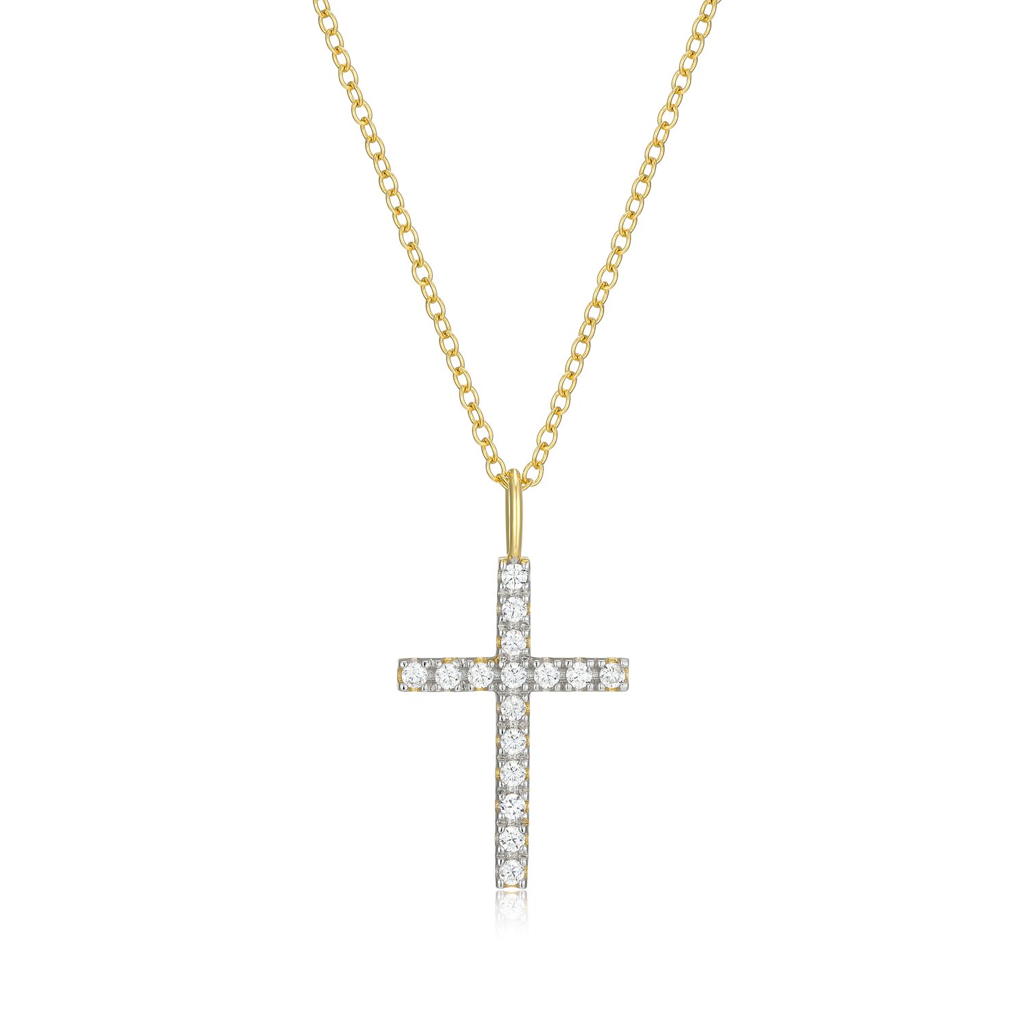 Monte Luna Lab Diamond .27TW Sterling Gold Plated Cross Necklace S3AY6EKHYH