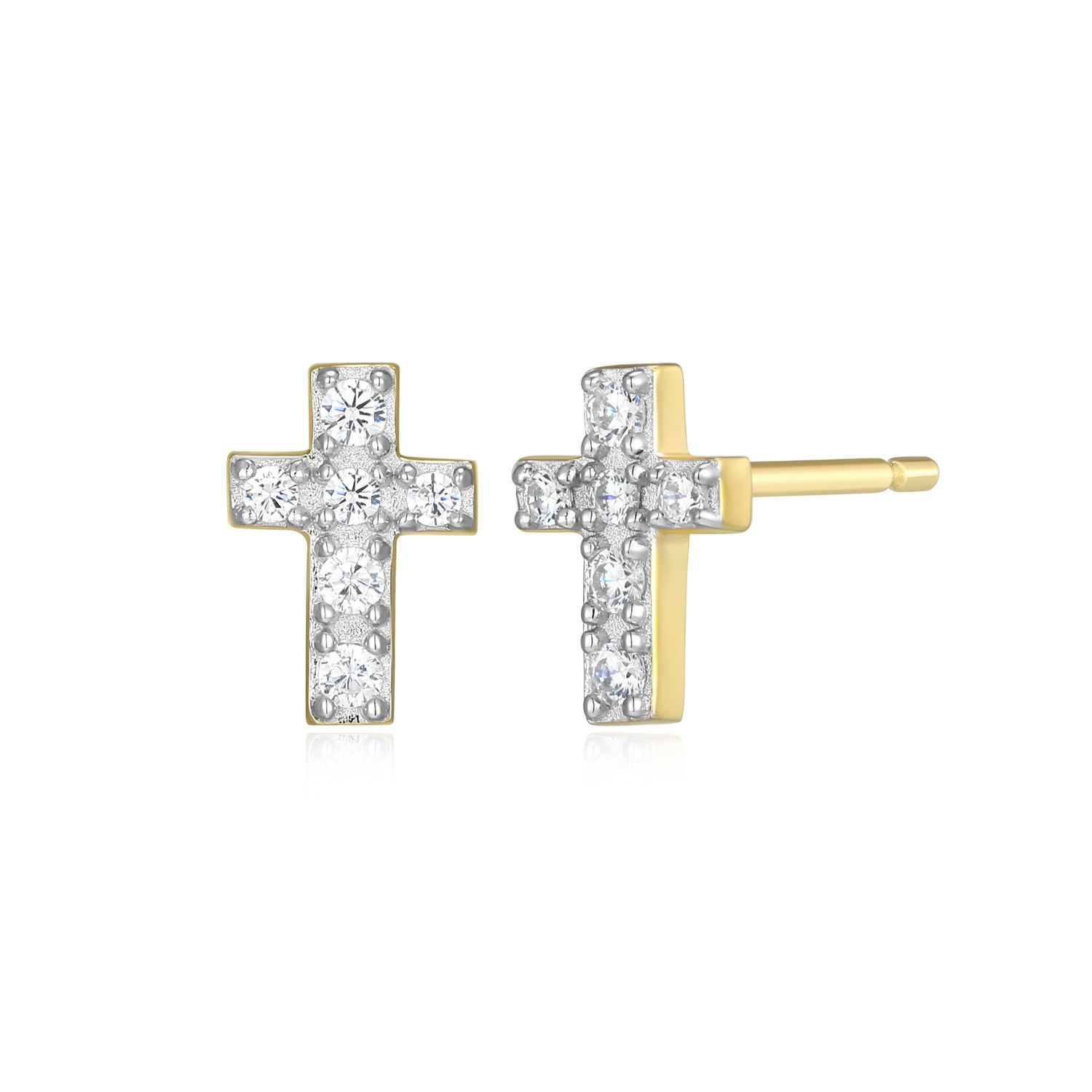 Monte Luna Lab Diamond .10TW Sterling Gold Plated Earrings Cross S2AV1GKH00