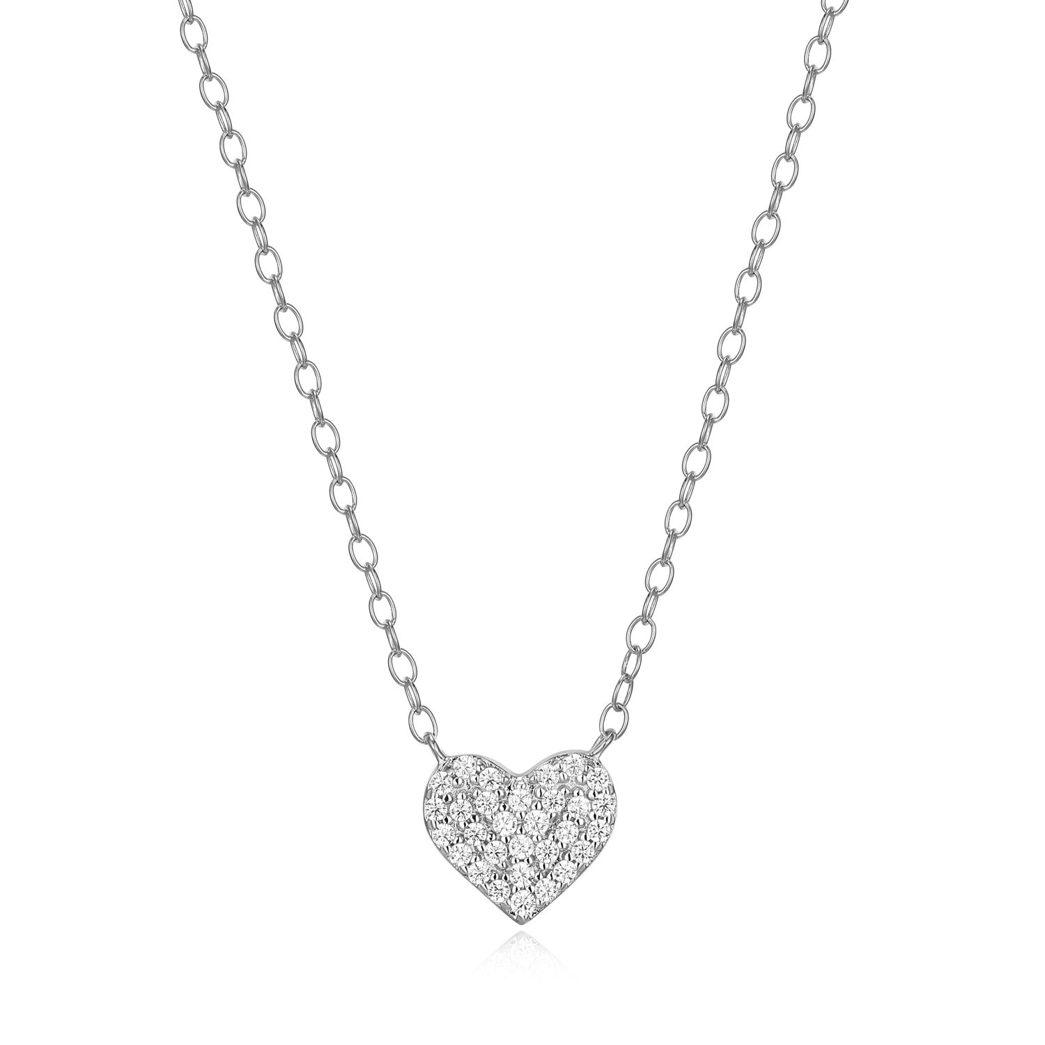 Monte Luna Lab Diamond .10TW Sterling Silver Necklace Heart R0ACZ3KH44