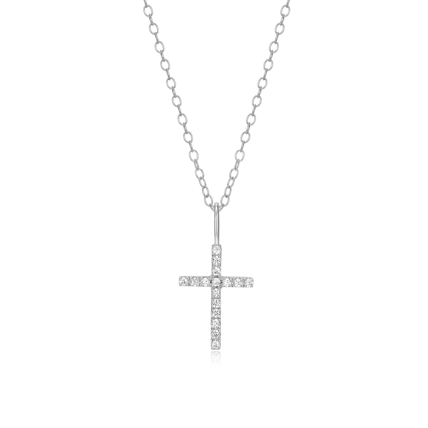Monte Luna Lab Diamond .10TW Sterling Silver Necklace Cross R3AWP0KHZZ