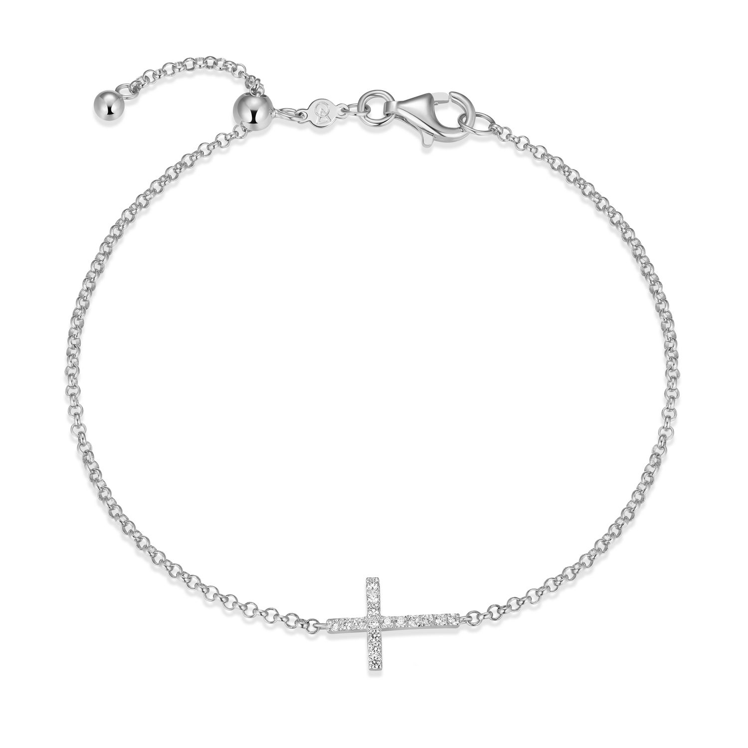 Monte Luna Lab Diamond .10TW Sterling Silver Bracelet Cross R1ACWTKH43