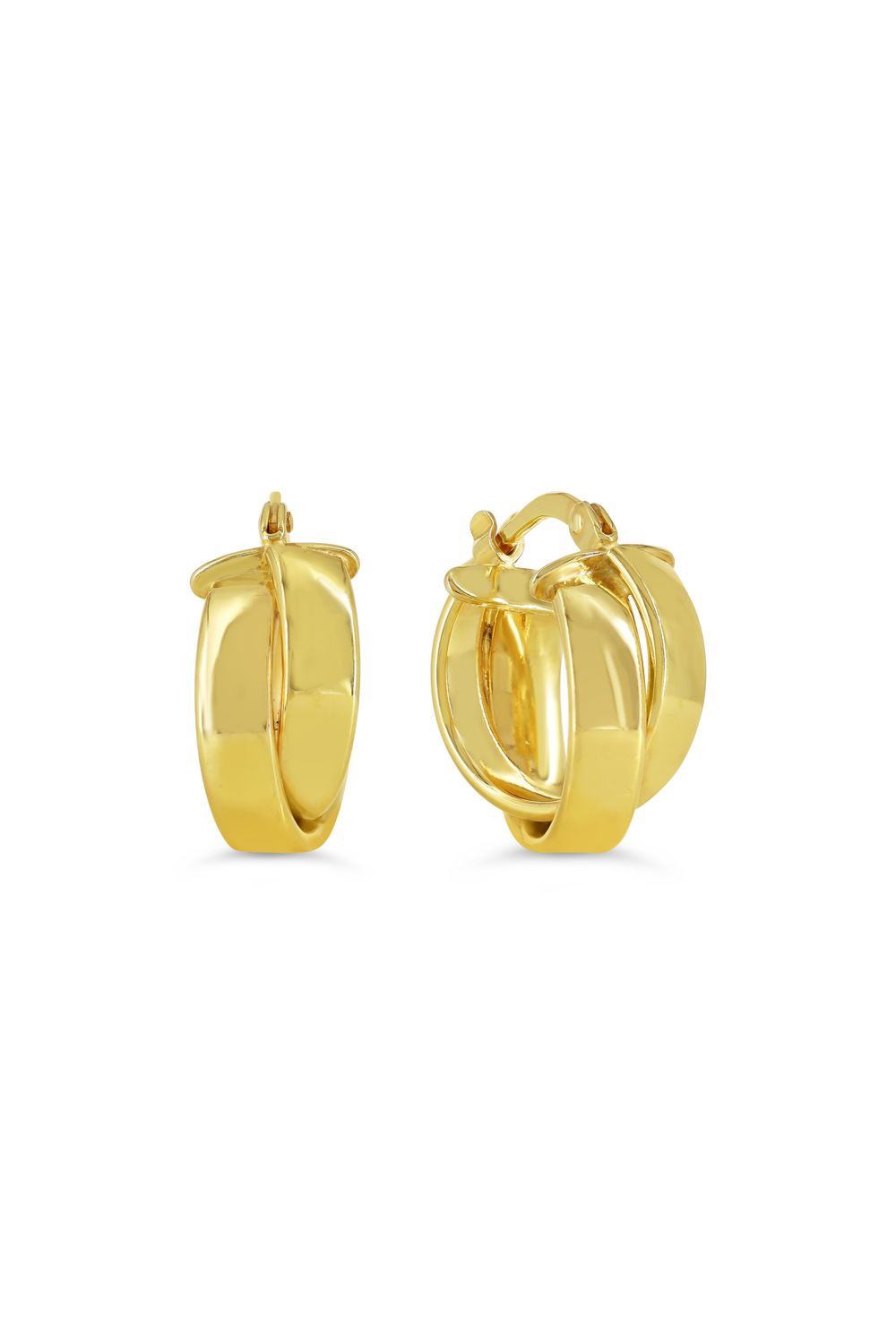 Sempre Oro 14KY &amp; Silver Crossover Double Hoop Earrings 1004