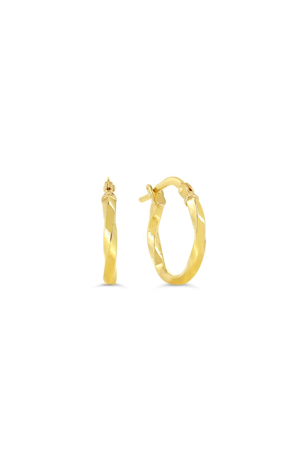 Sempre Oro 14KY &amp; Silver Twisted Hoop Earrings 1001