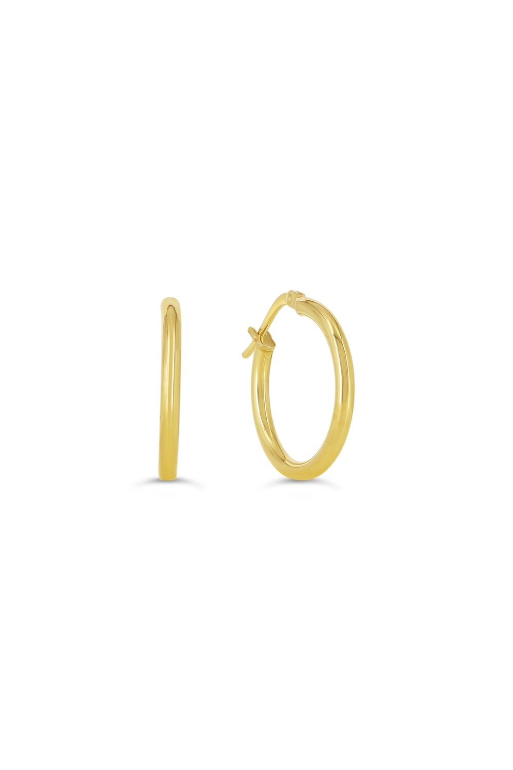 Sempre Oro 14KY &amp; Silver Tubing Hoop Earrings 1002
