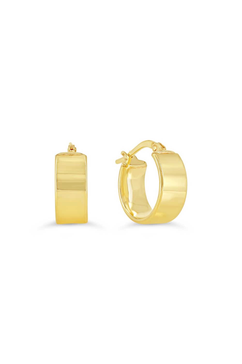 Sempre Oro 14KY &amp; Silver Flat Hoop Earrings 1005