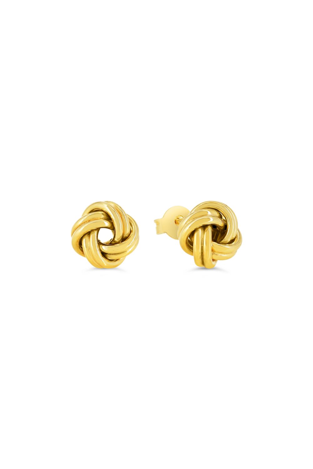 Sempre Oro 14KY &amp; Silver Love Knot Stud Earrings 1008