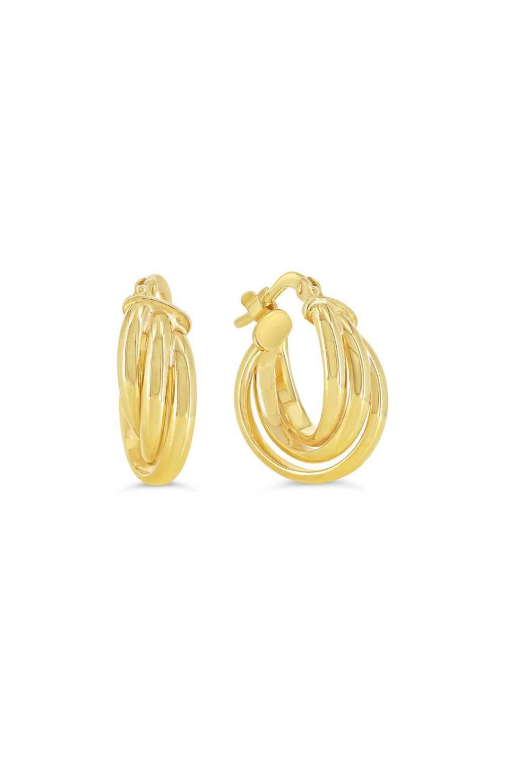 Sempre Oro 14KY &amp; Silver Twisted Hoop Earrings 1010