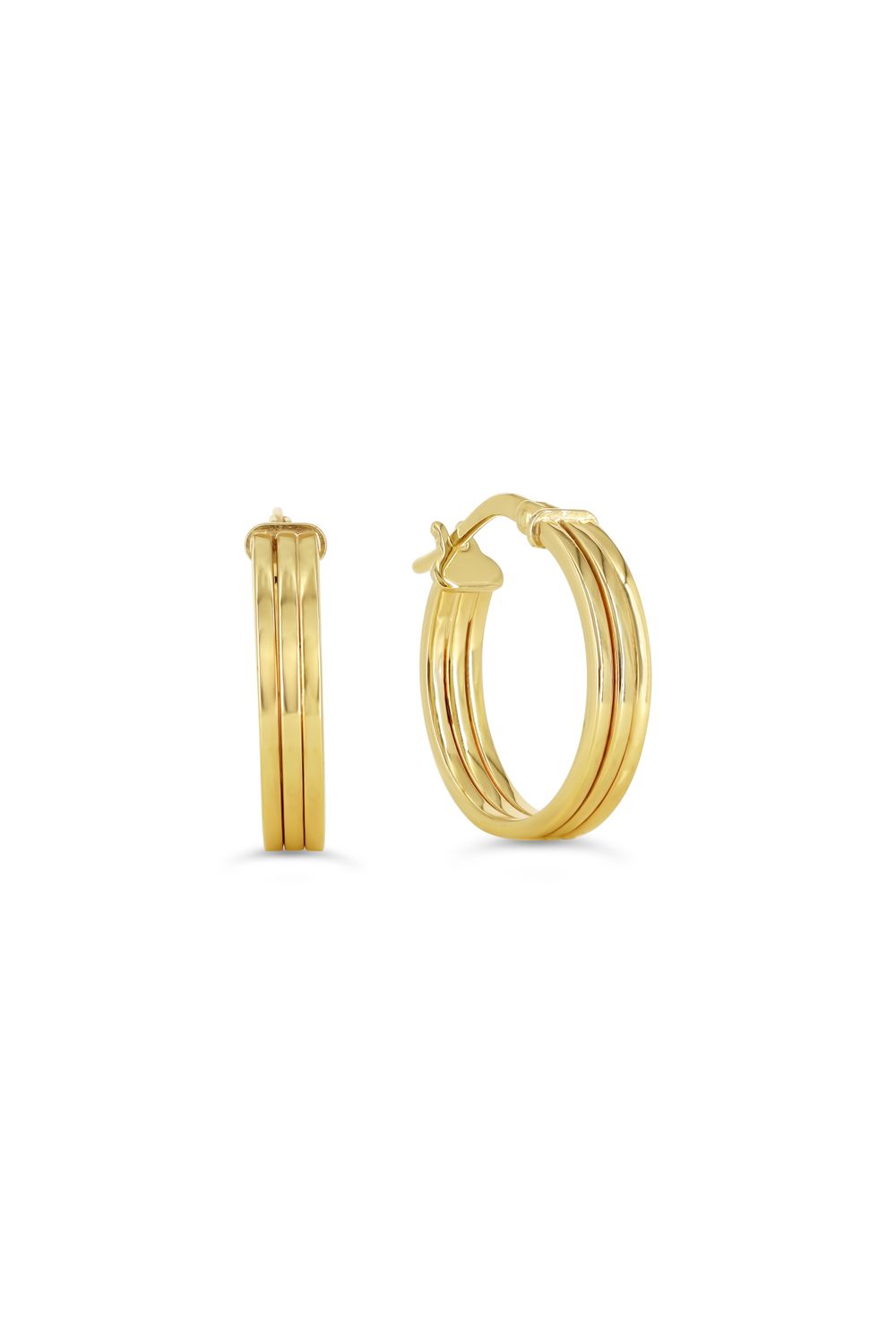 Sempre Oro 14KY &amp; Silver Triple Row Hoop Earrings 1012