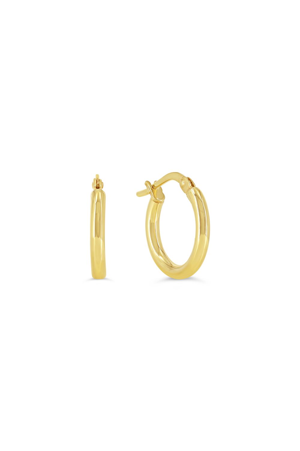 Sempre Oro 14KY &amp; Silver Round Tube Hoop Earrings 1014