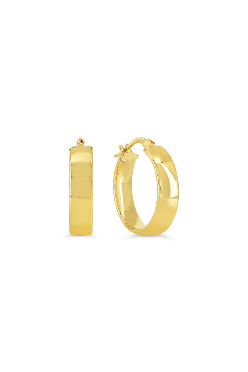 Sempre Oro 14KY &amp; Silver Flat Hoop Earrings 1016