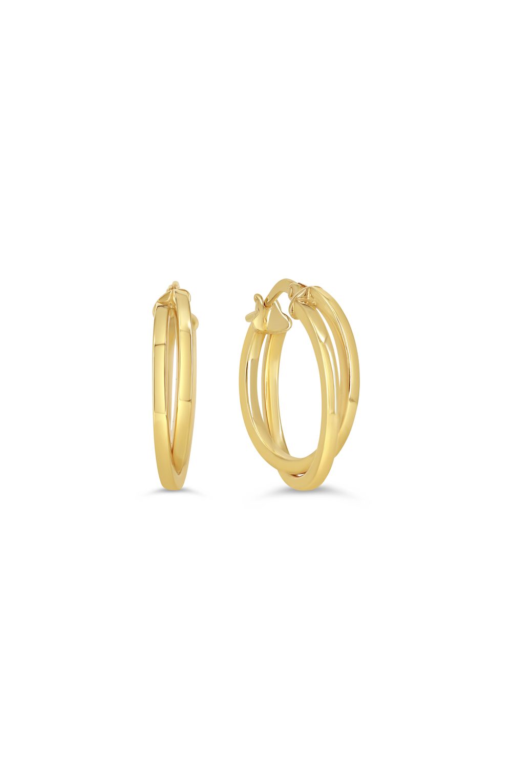 Sempre Oro 14KY &amp; Silver Oval Double Hoop Earrings 1024