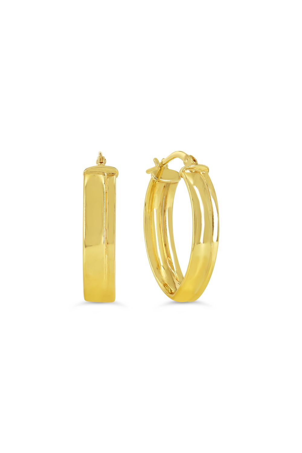 Sempre Oro 14KY &amp; Silver Flat Oval Hoop Earrings 1036