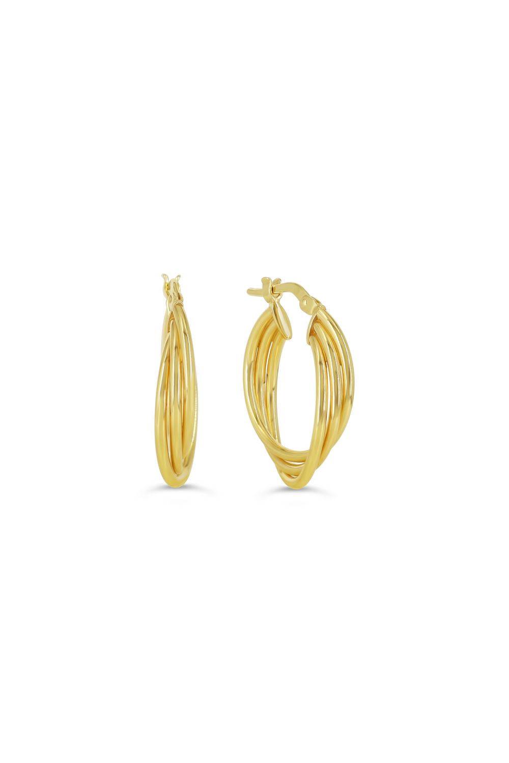 Sempre Oro 14KY &amp; Silver Triple Row Hoop Earrings 1019