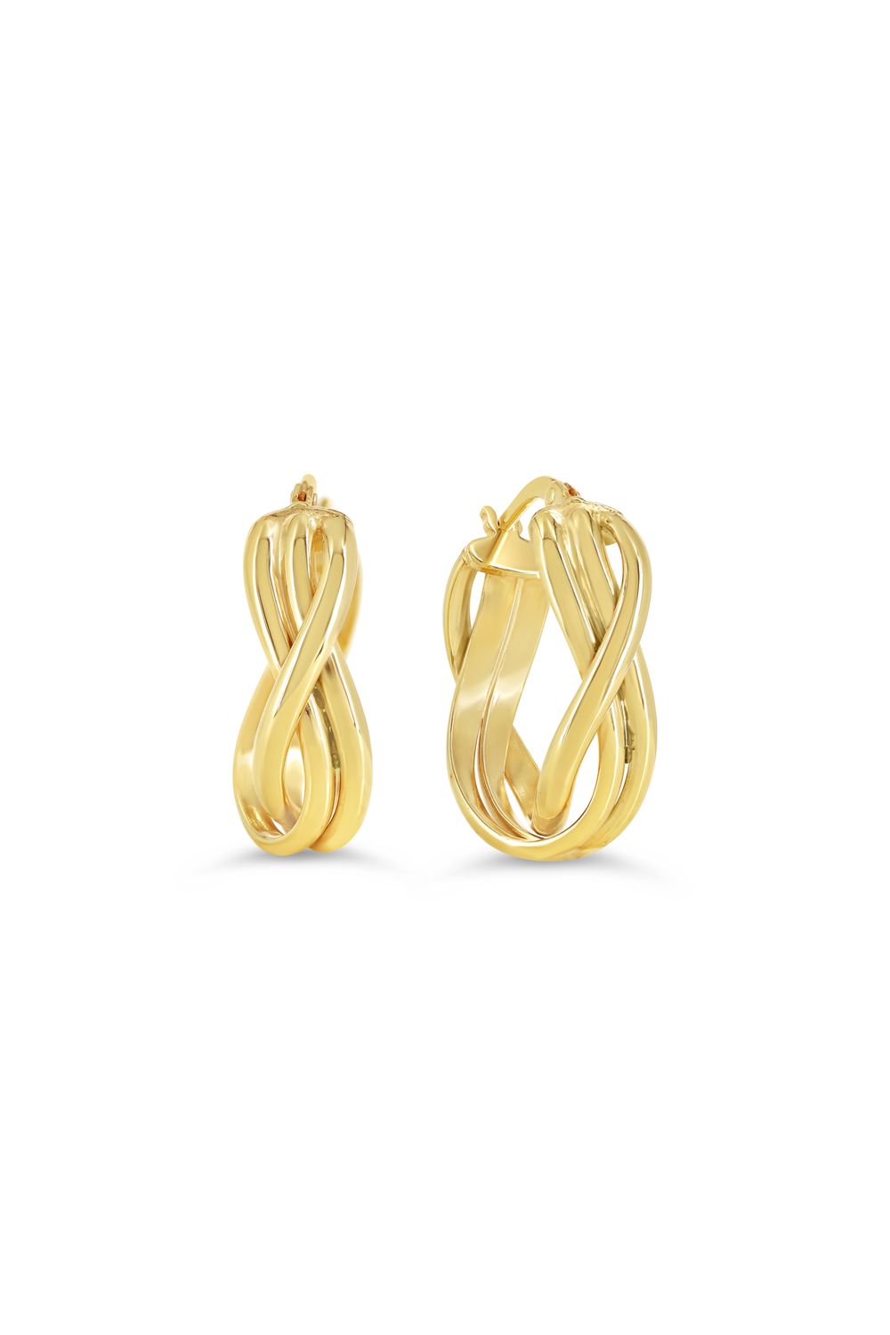 Sempre Oro 14KY &amp; Silver Triple Twisted Hoop Earrings 1027