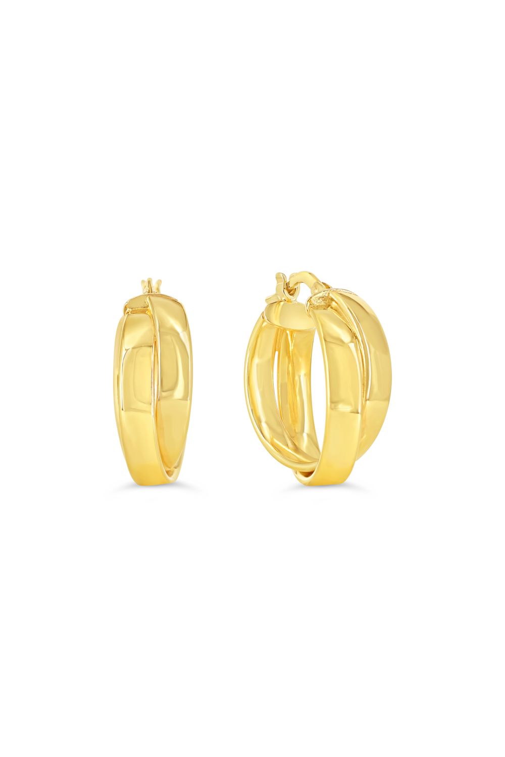 Sempre Oro 14KY &amp; Silver Double Hoop Earrings 1030