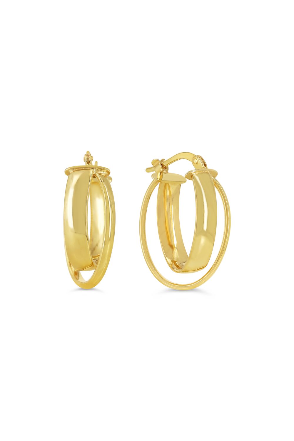 Sempre Oro 14KY &amp; Silver Oval Double Hoop Earrings 1035