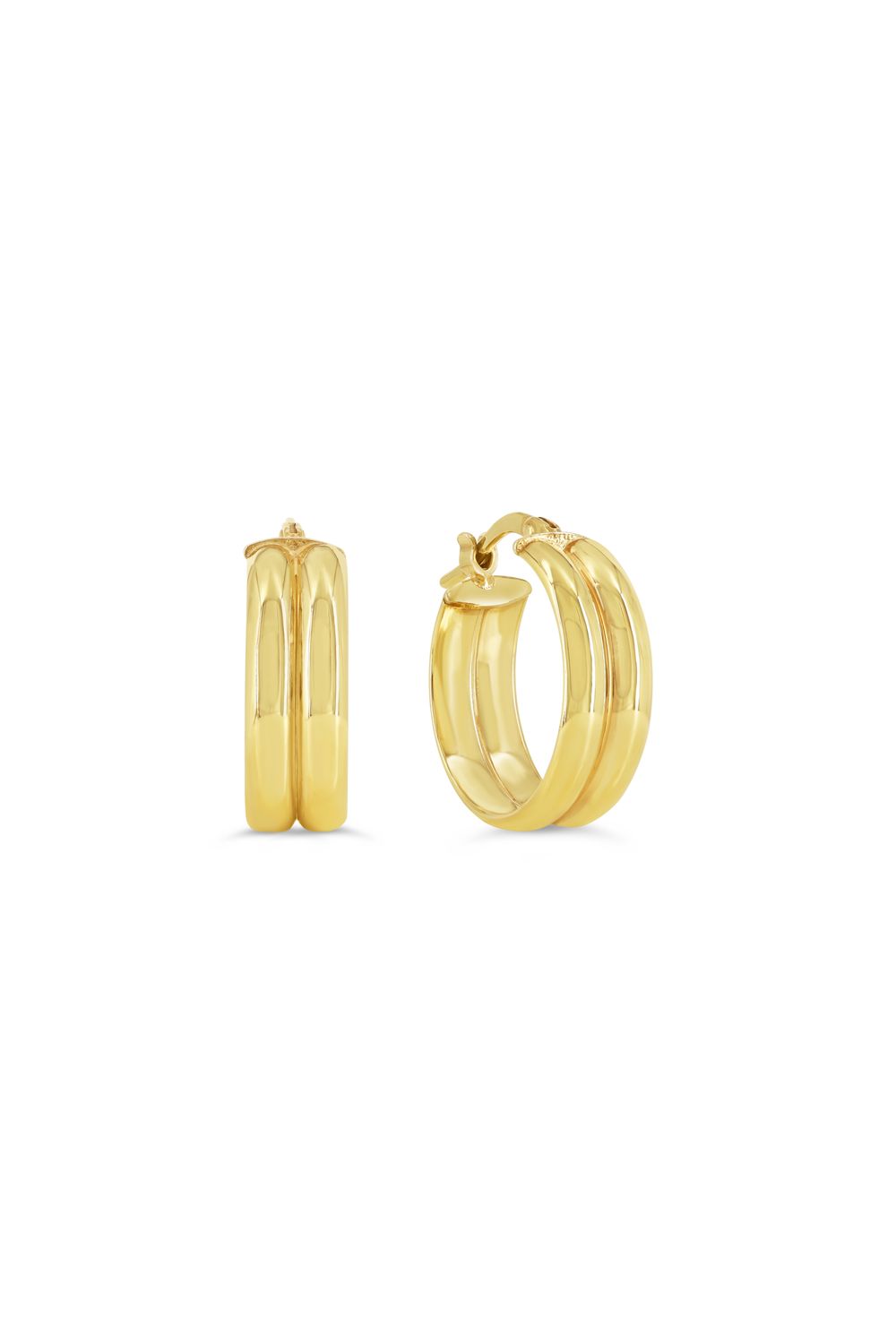 Sempre Oro 14KY &amp; Silver Double Row Hoop Earrings 1033