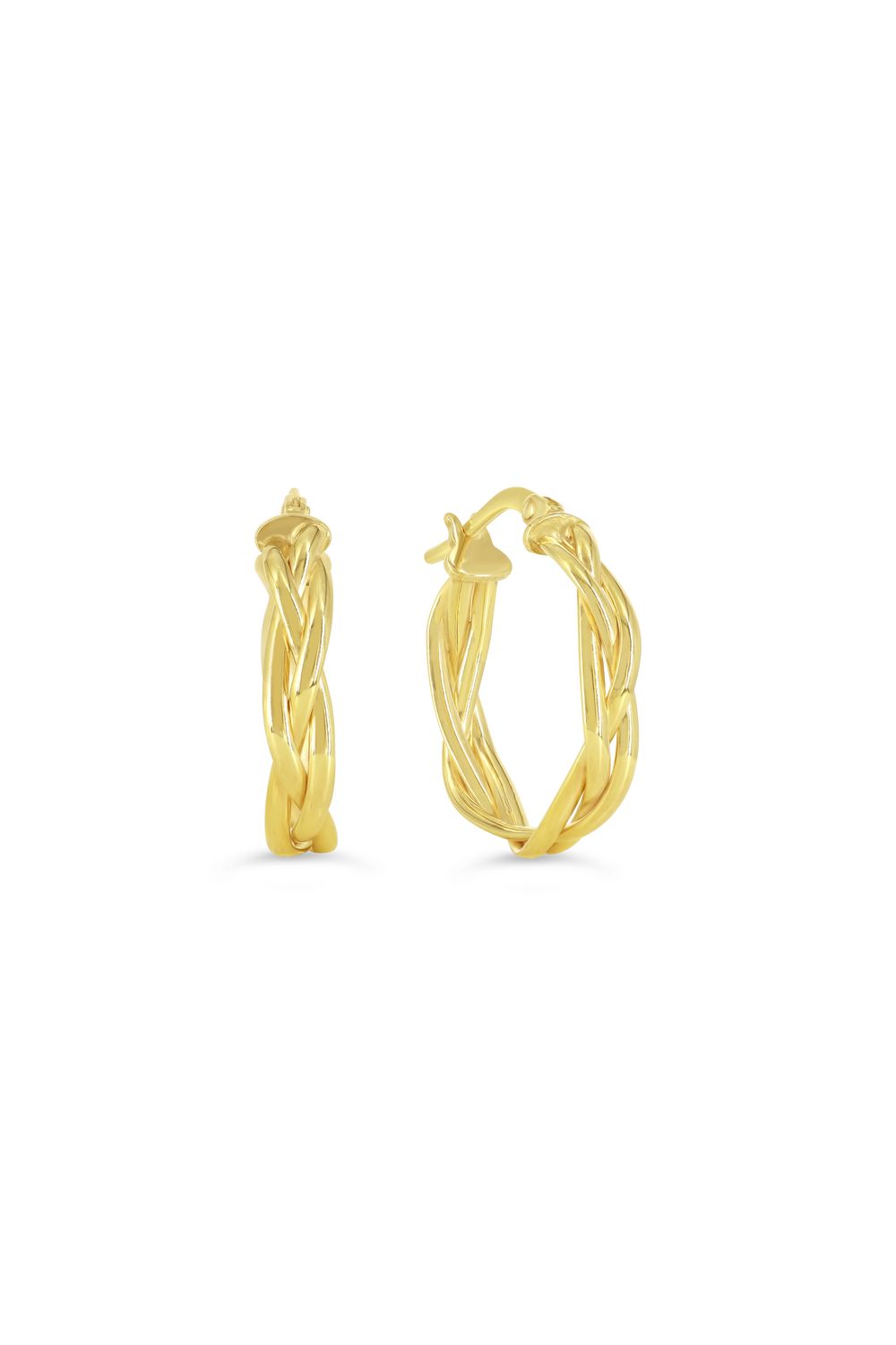 Sempre Oro 14KY &amp; Silver Braided Hoop Earrings 1038