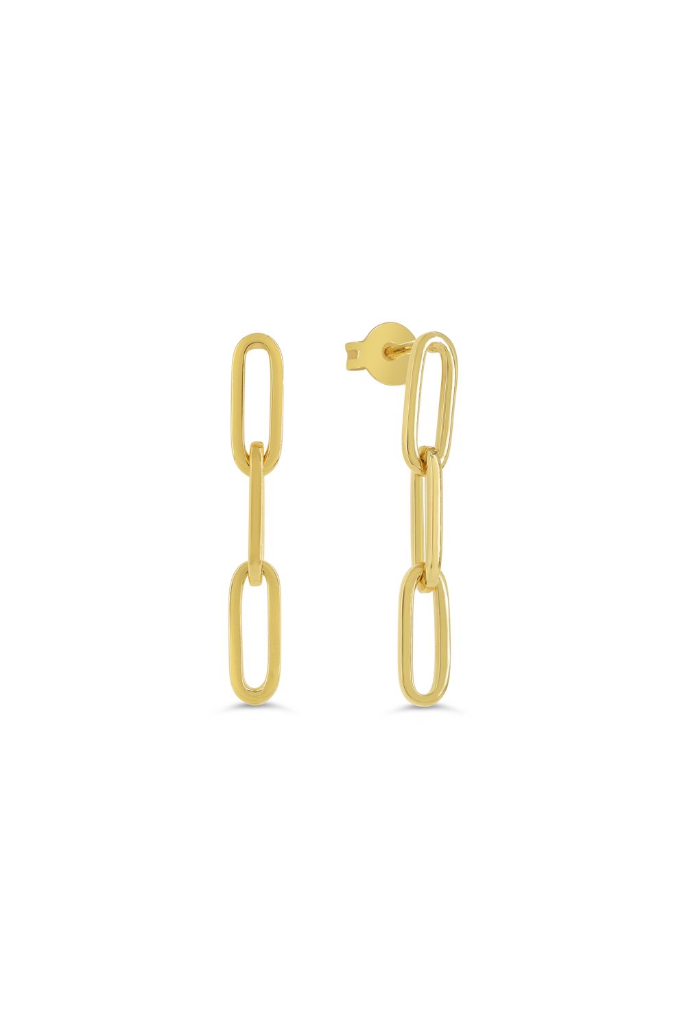 Sempre Oro 14KY &amp; Silver Paperclip Link Drop Stud Earrings 1041
