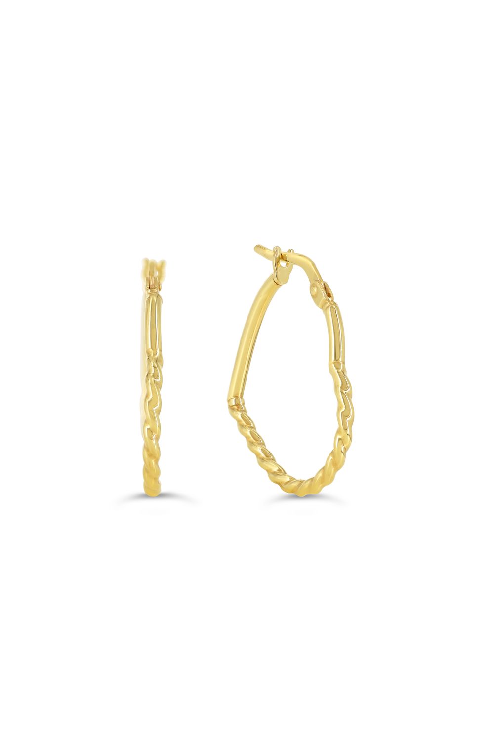 Sempre Oro 14KY &amp; Silver Diamond Cut Heart Shape Hoop Earrings 1039
