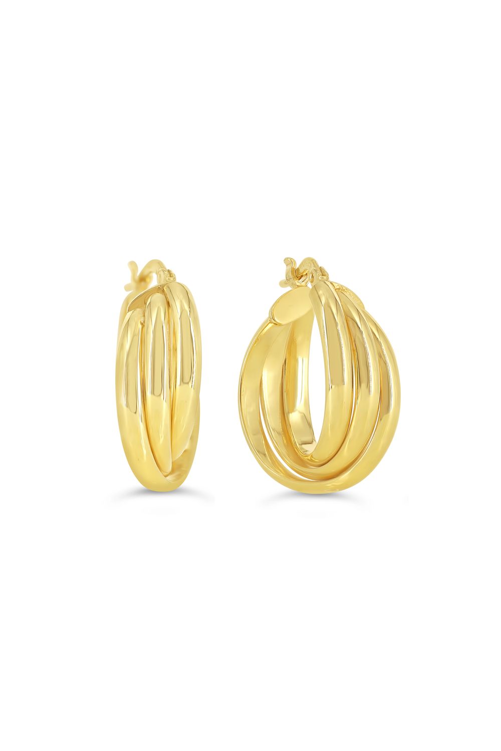 Sempre Oro 14K &amp; Silver Triple Row Twist Hoop Earrings 1050