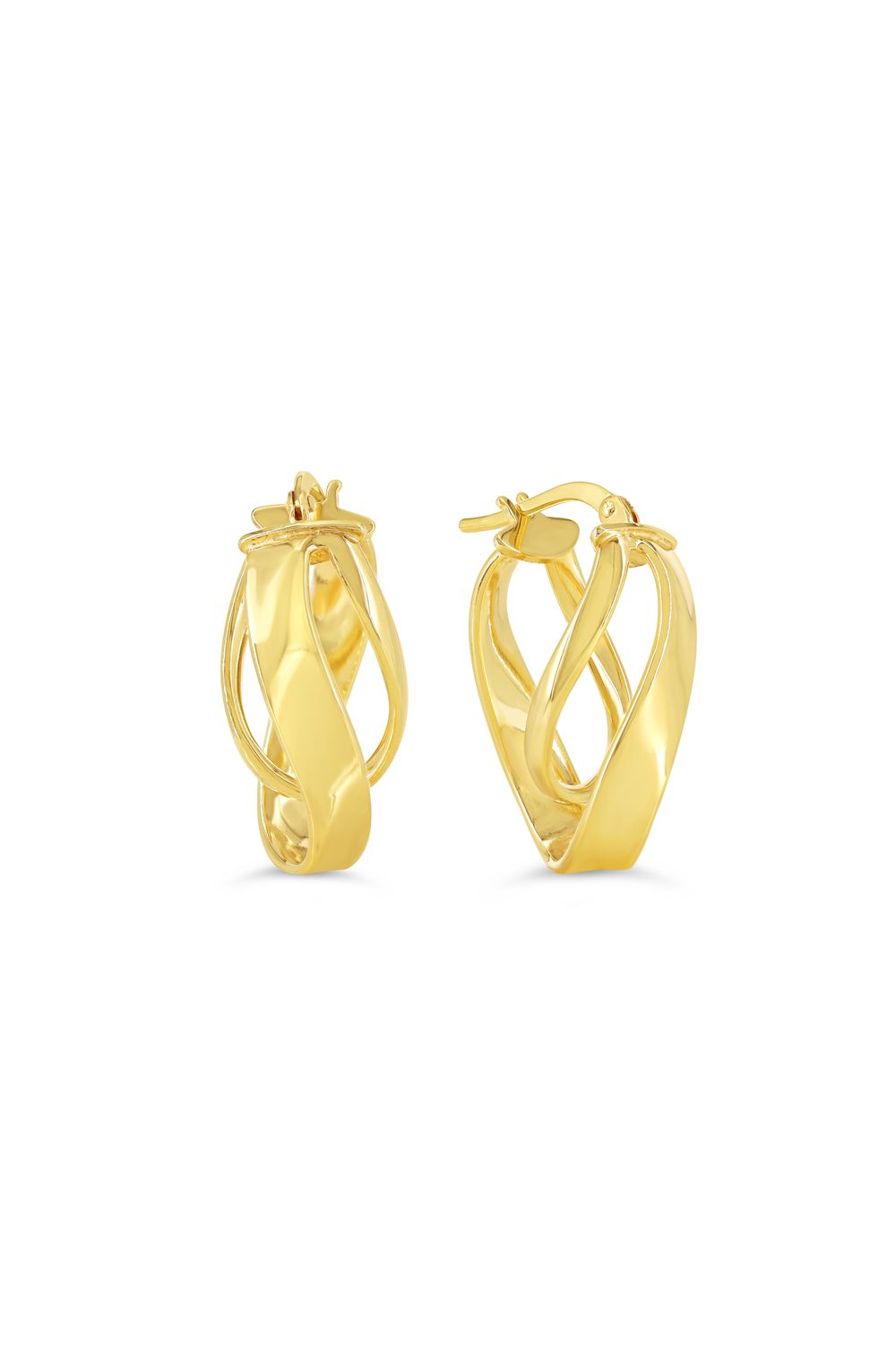 Sempre Oro 14K &amp; Silver Crossover Ribbon Hoop Earrings 1053