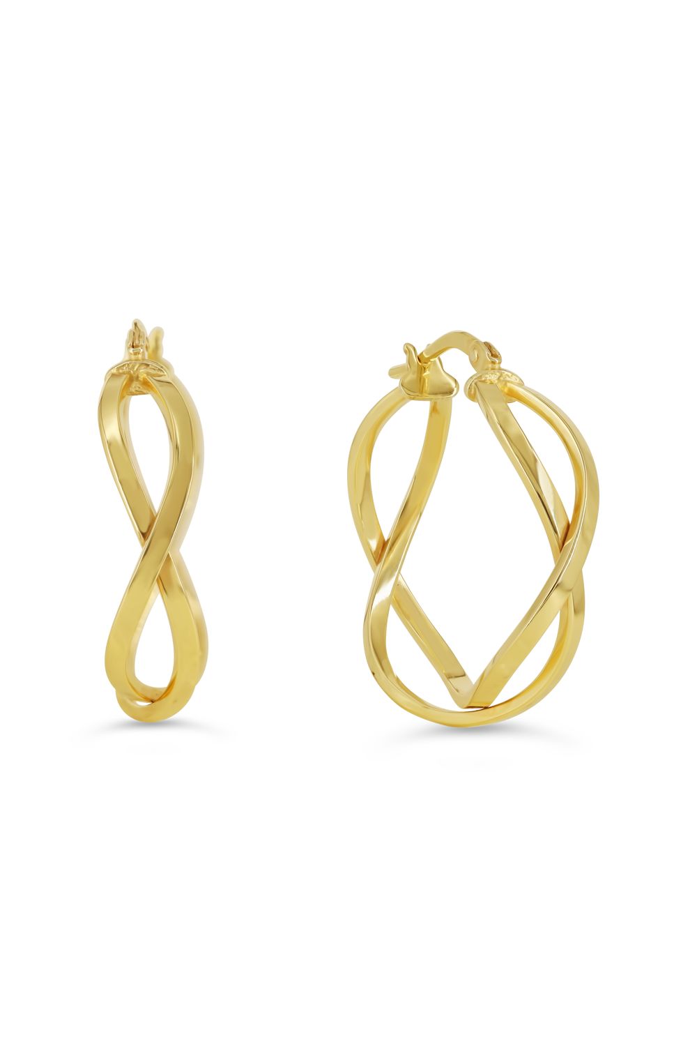 Sempre Oro 14KY &amp; Silver Interwoven Open Twist Hoop Earrings 1040