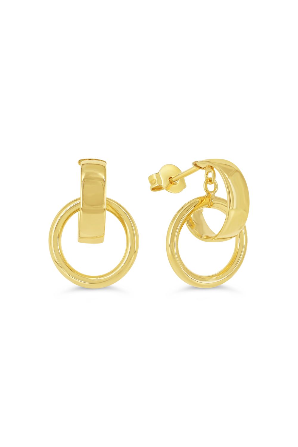 Sempre Oro 14KY &amp; Silver Interlocking Drop Stud Earrings 1042