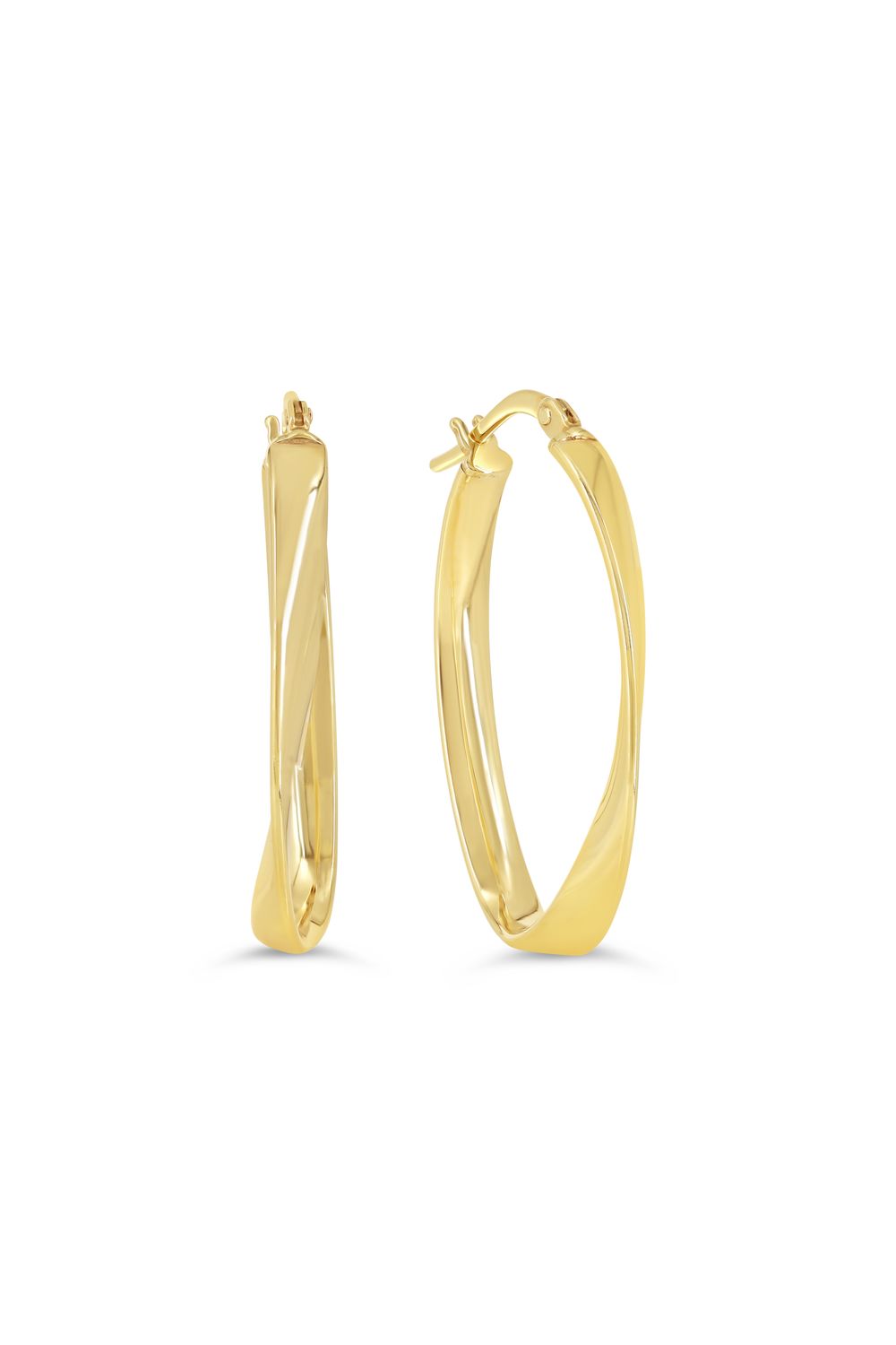 Sempre Oro 14KY &amp; Silver Twisted Oval Hoop Earrings 1047