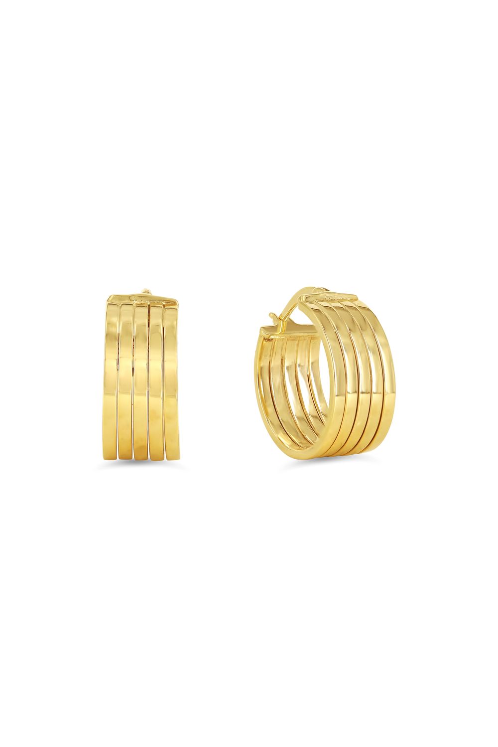 Sempre Oro 14K &amp; Silver Multi Row Flat Band Hoop Earrings 1052