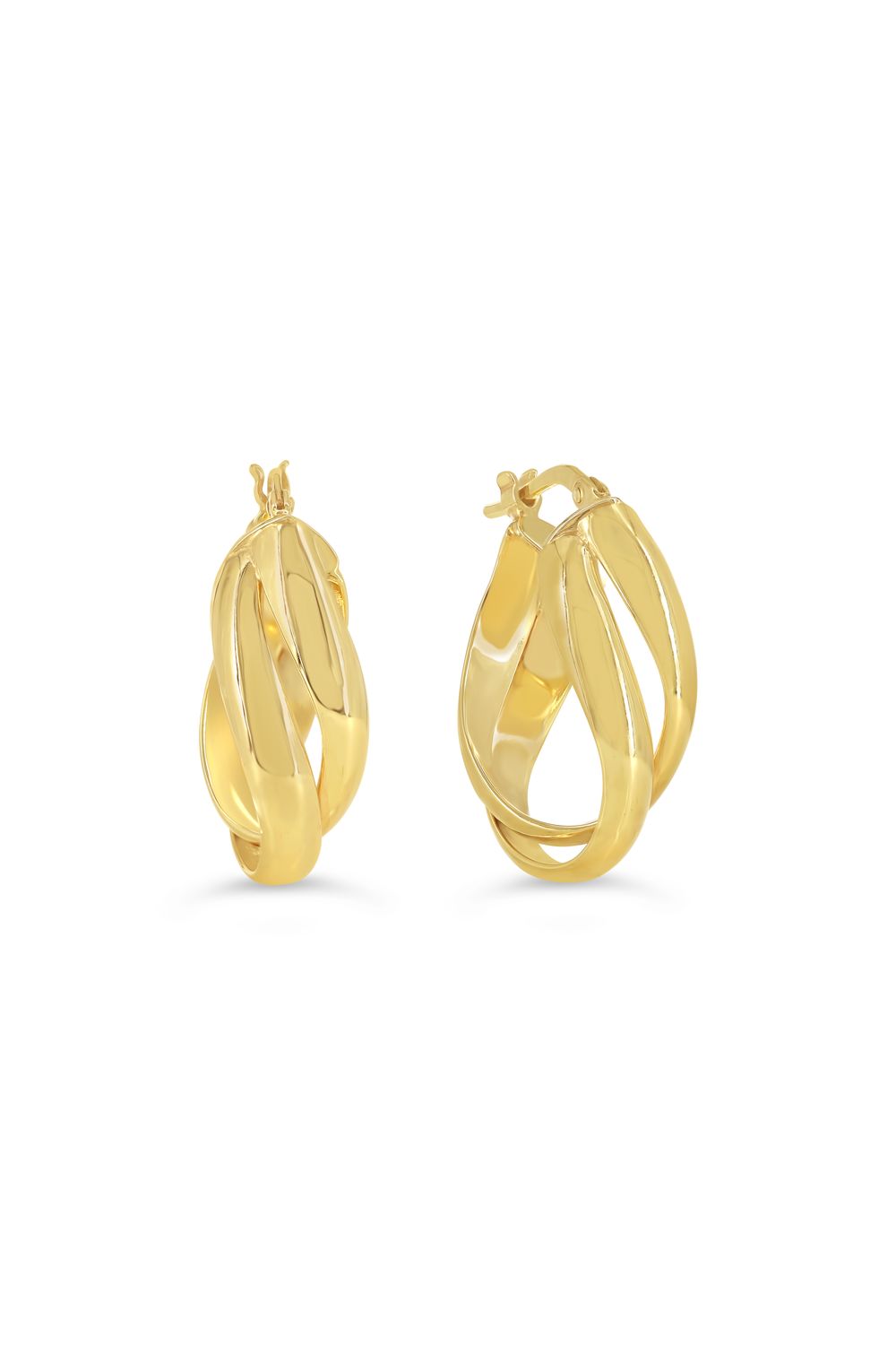 Sempre Oro 14K &amp; Silver Double Twisted Oval Hoop Earrings 1056
