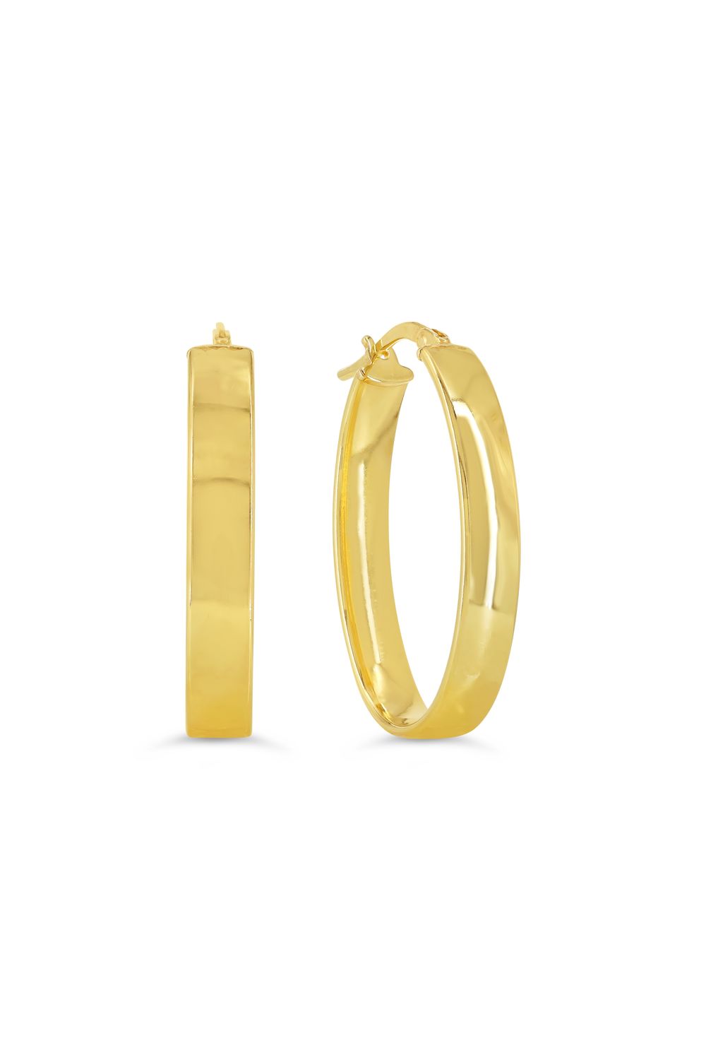 Sempre Oro 14K &amp; Silver Knife Edge Classic Oval Hoop Earrings 1059