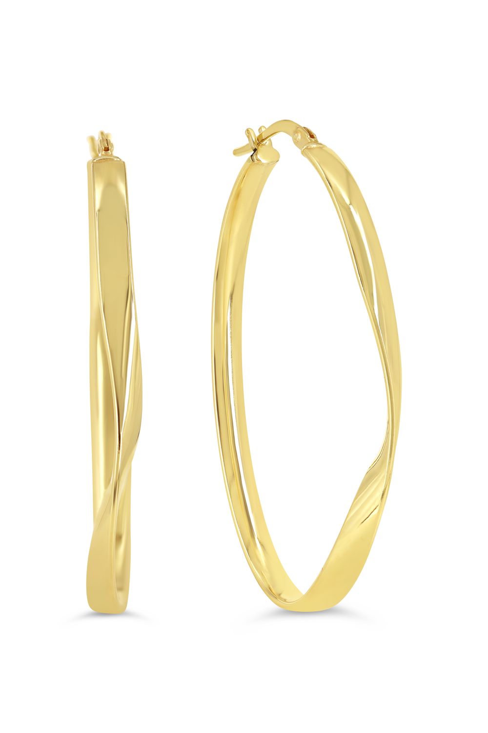 Sempre Oro 14K &amp; Silver Twisted Oval Hoop Earrings 1066