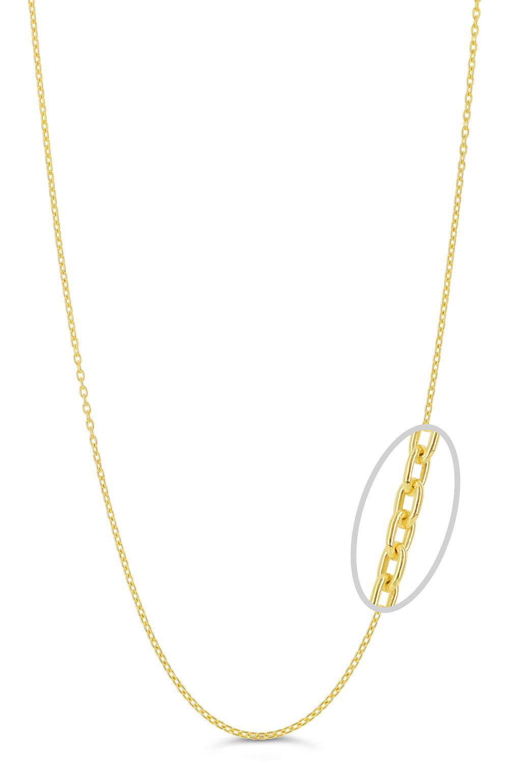 Sempre Oro 14KY &amp; Silver Square Cable Link 18" Chain 2001