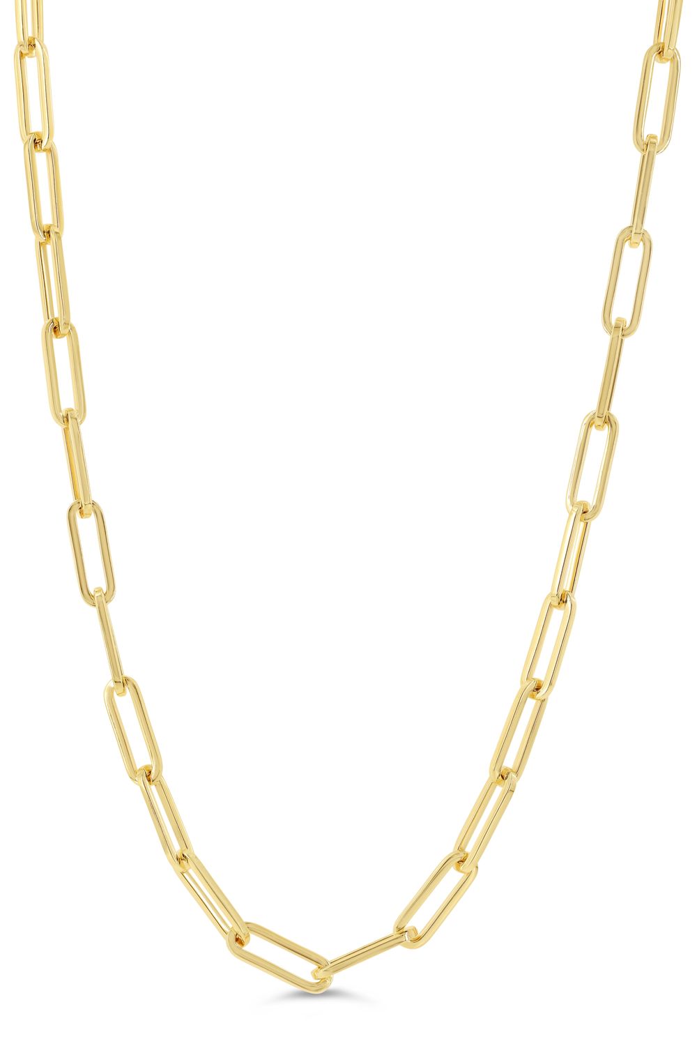 Sempre Oro 14K &amp; Silver Bigger Paperclip 16" Chain 9002