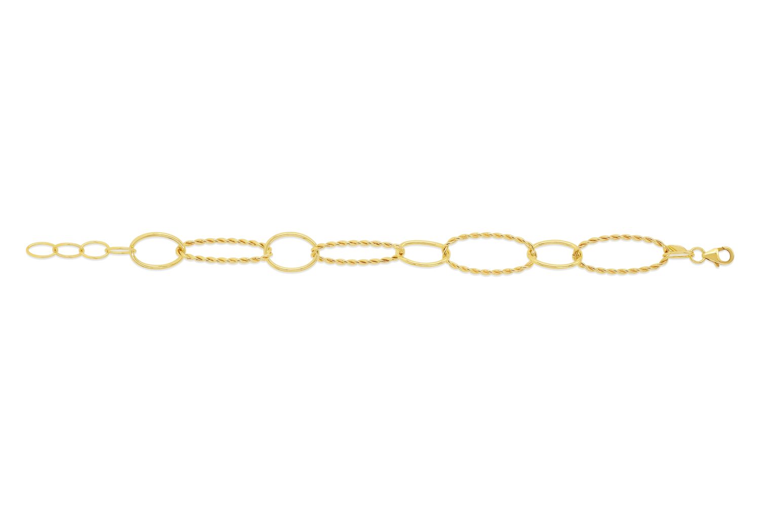 Sempre Oro 14K &amp; Silver Textured and Oval Link 7.25" Bracelet 9005