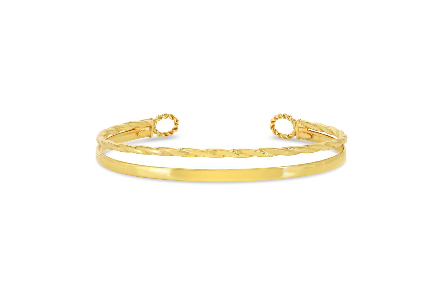 Sempre Oro 14K &amp; Silver Split Open Cuff Bangle Bracelet 5003SM