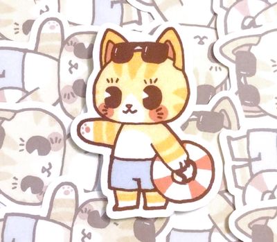 Vinyl Sticker: Beach Cat